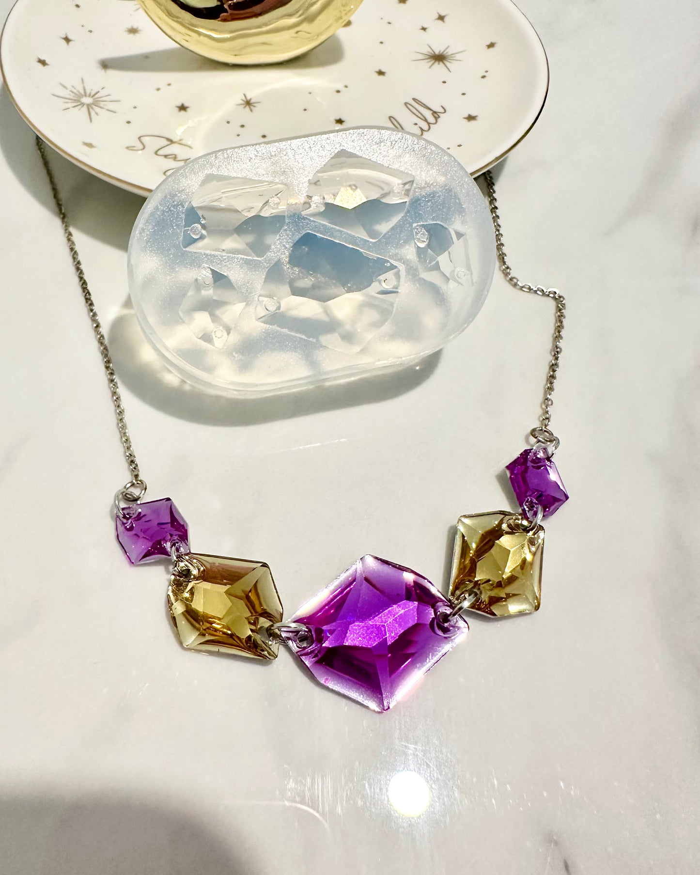 Irregular Faceted Gemstone Necklace Bracelet Mold