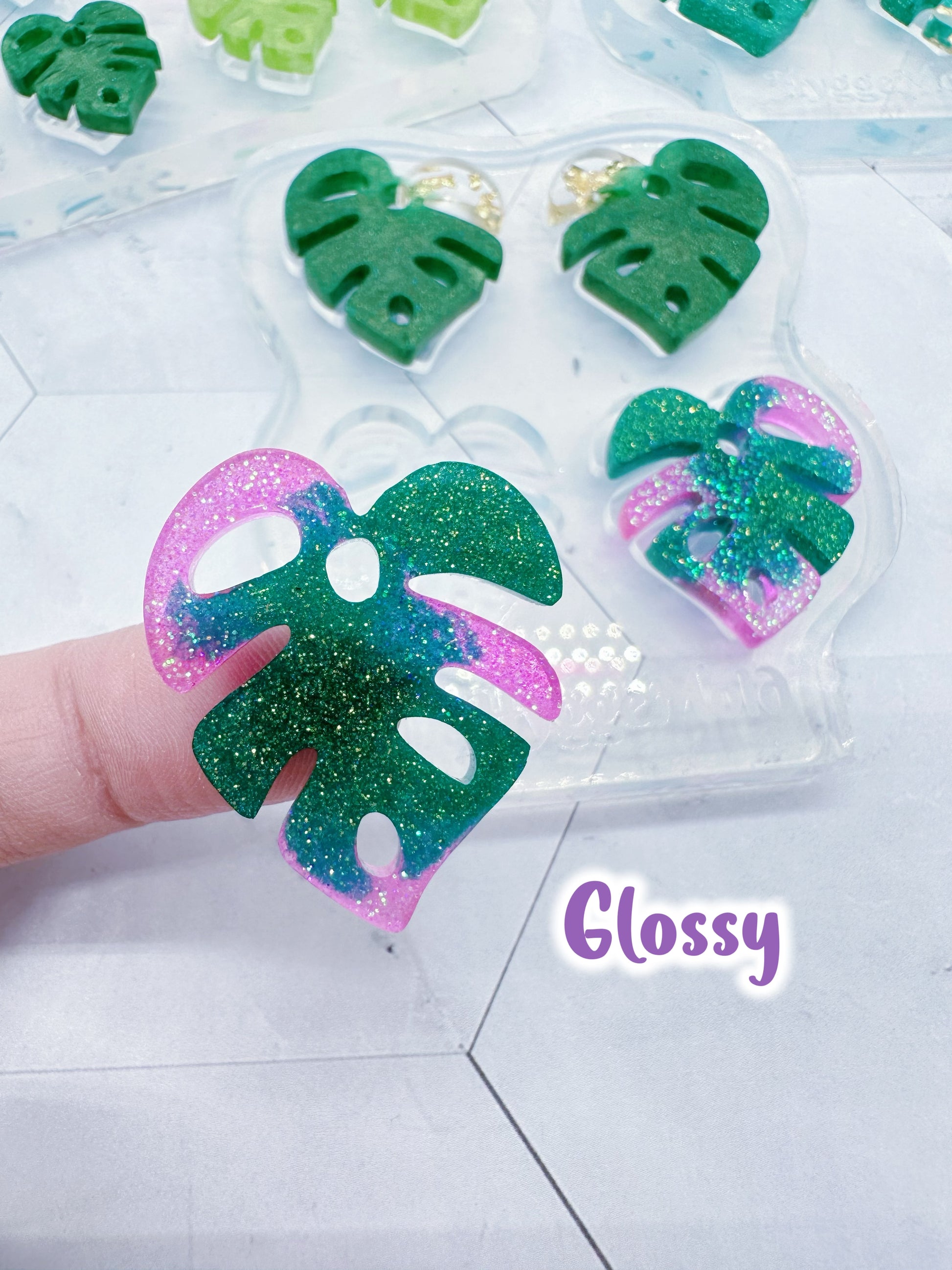 Glossy Texture Monstera Leaf Resin Earring Mold Clear Silicone Mold for resin