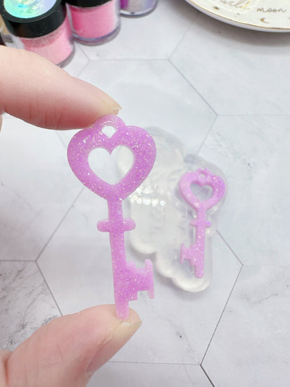 Heart Key Lock Love Valentine's day Dangle Earring Silicone Mold for resin