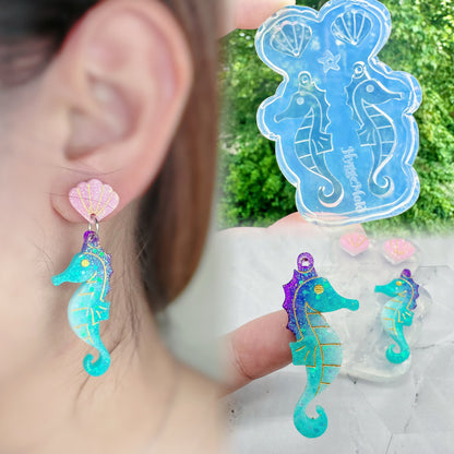 Shell and Seahorse Dangle Earring Mold Ocean theme Beach Summer