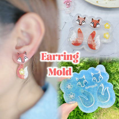 Fox Stud and Dangly Charm Earring Mold