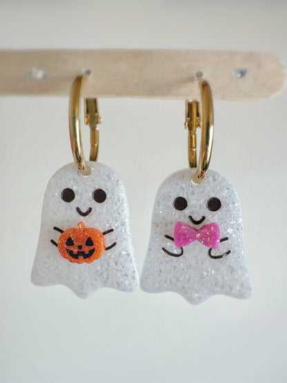 Cute Happy Baby Ghosts with Accessories Dangly Charm Earring Mold flower pumpkin ribbon bow