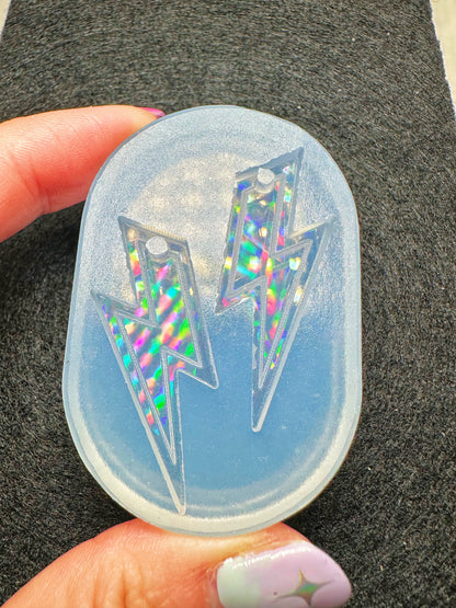 4cm Holographic lightning Bolt Dangle Earring Mold for Hoop Charms