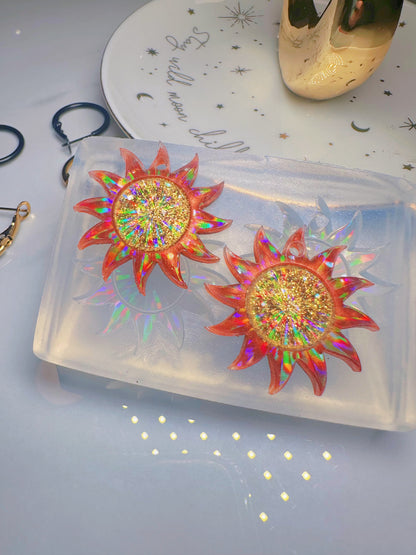 3.4cm Holographic Sun Dangle Earring Mold for Hoop Charms