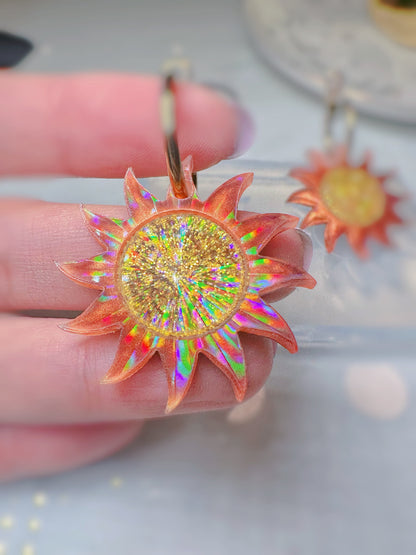 3.4cm Holographic Sun Dangle Earring Mold for Hoop Charms