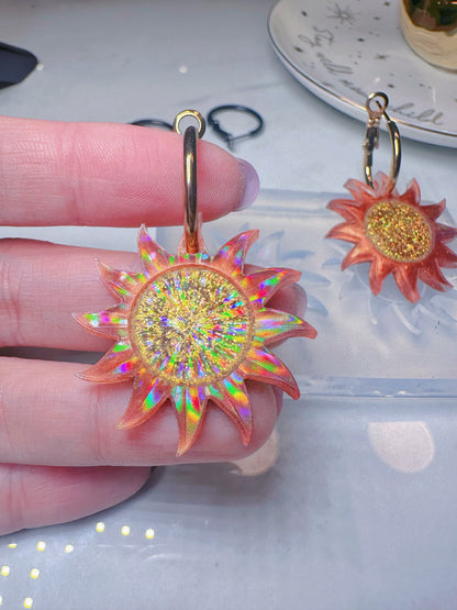 3.4cm Holographic Sun Dangle Earring Mold for Hoop Charms