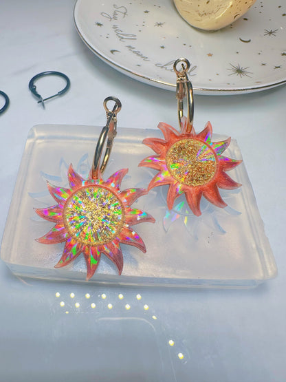 3.4cm Holographic Sun Dangle Earring Mold for Hoop Charms