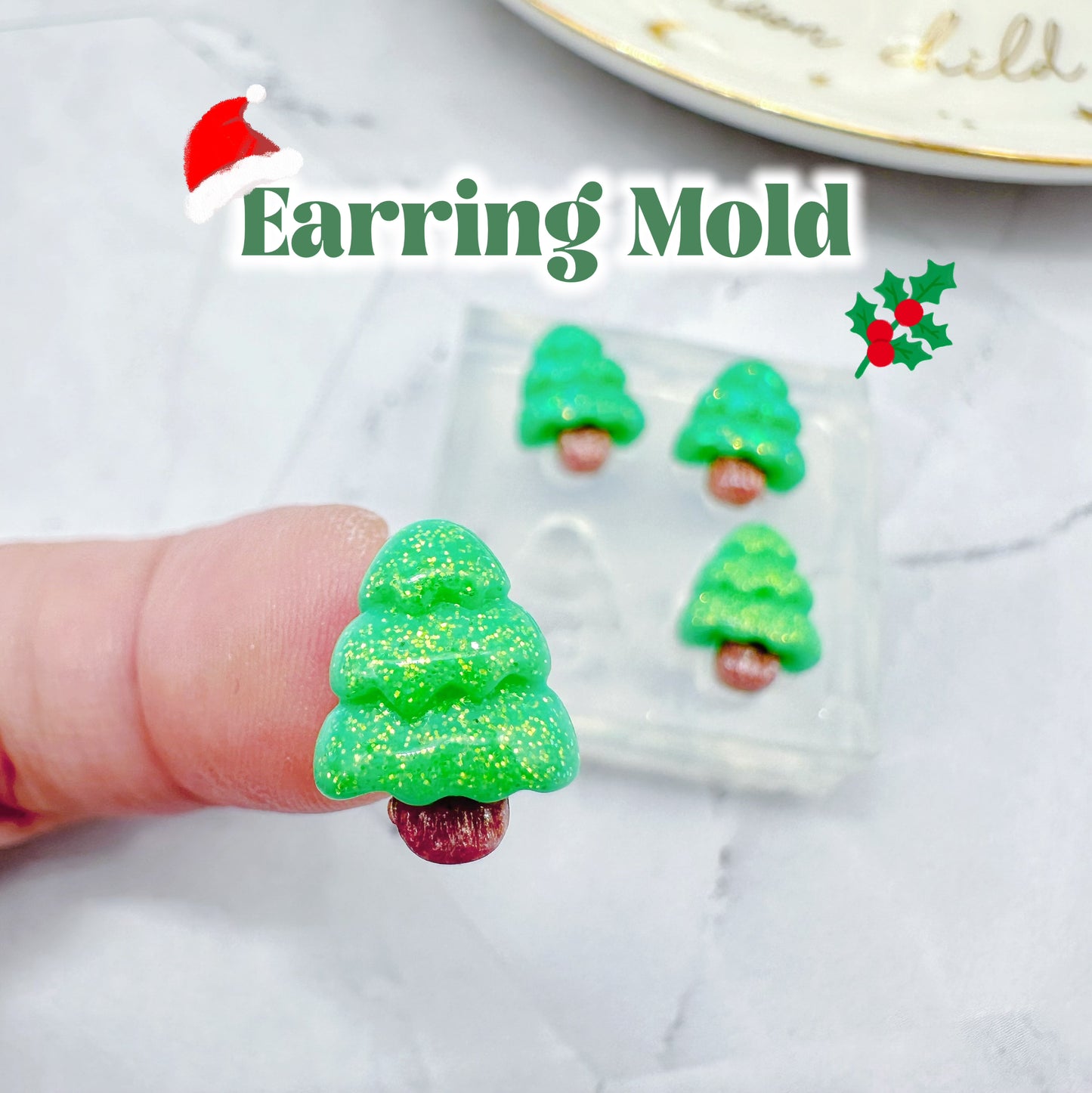 Mini 3D Christmas Tree Stud Earring Mold