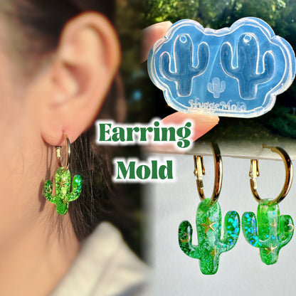 Predomed Cactus Dangle Charm Earring Mold for Hoops and Hooks