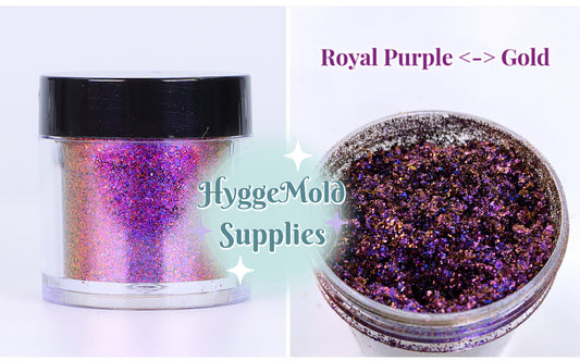 Chameleon Mica Flakes Pigment in a Tub (Royal Purple and Gold)