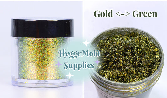Chameleon Mica Flakes Pigment in a Tub (Gold and Green)