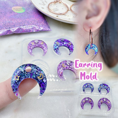 Predomed Upside Down Crescent Moon Hoop Charm Earring Mold