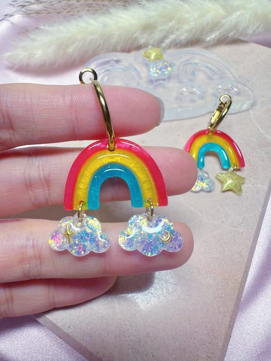 Predomed Rainbow Cloud Star Dangle Earring Mold for Hoop Charms