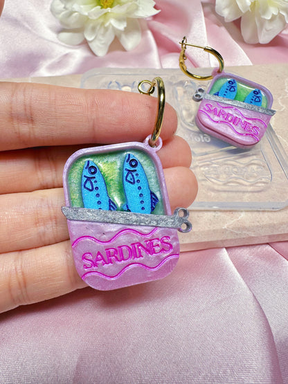 Sardines in a Can Dangle Earring Mold for Hoop Charms