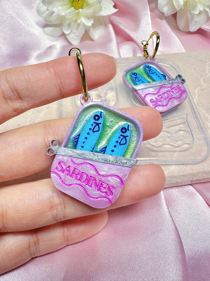 Sardines in a Can Dangle Earring Mold for Hoop Charms