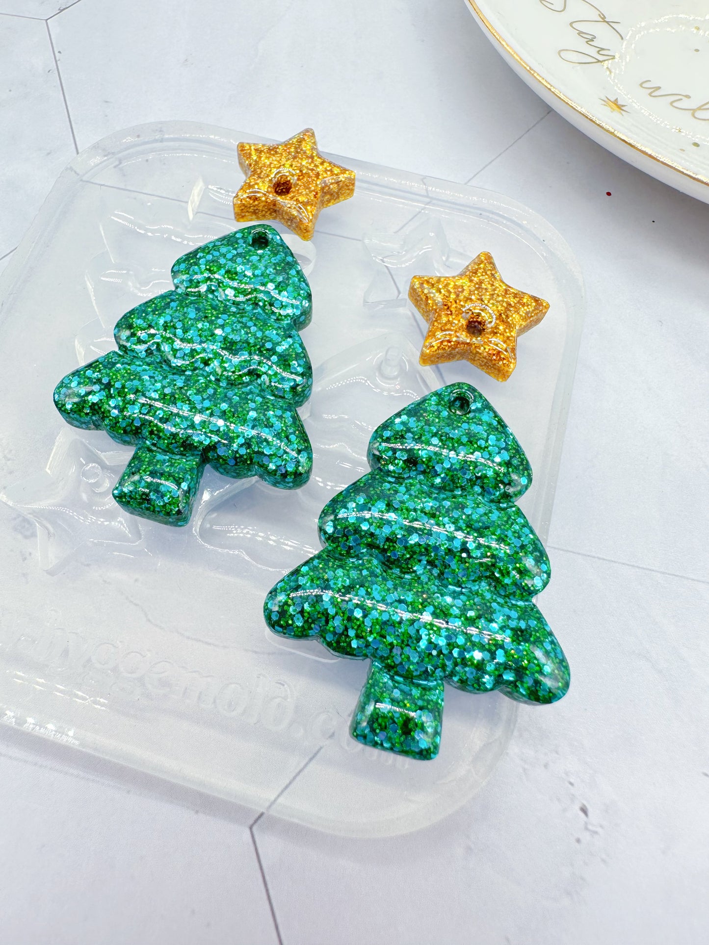 Cute Plump Christmas Tree Dangle Earring Mold