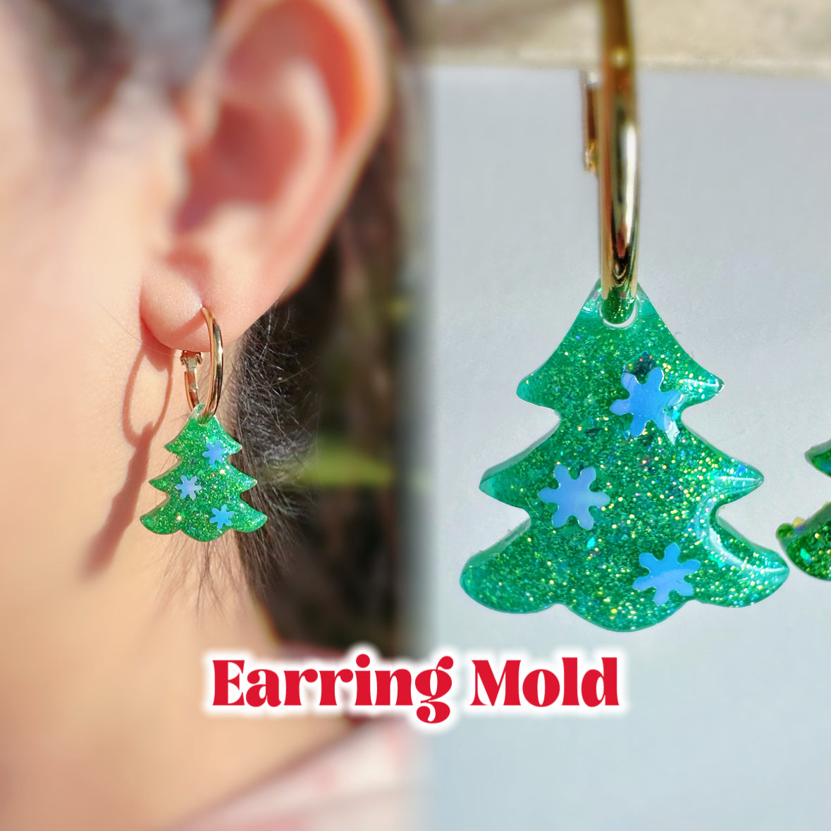 Small Predomed Christmas Tree Dangly Charm Earring Mold