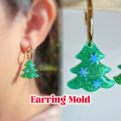 Small Predomed Christmas Tree Dangly Charm Earring Mold