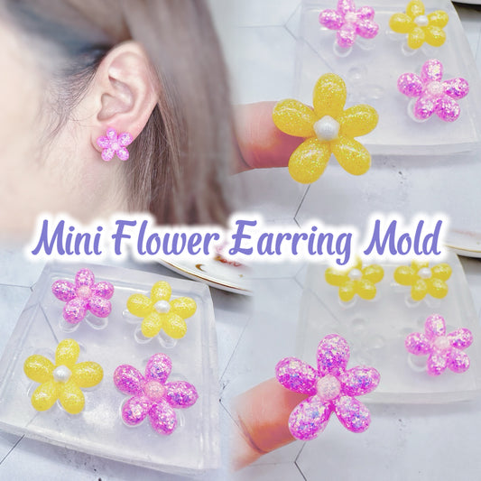 Small 3D Flower Clear Silicone Mold for Resin Jewellery Stud earring Mold