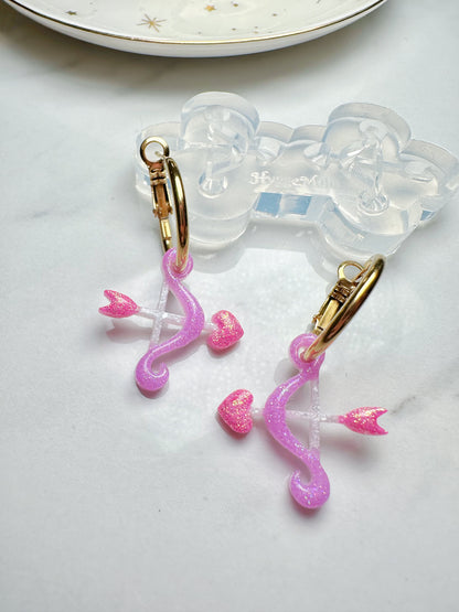 Predomed Cupid’s Love Bow and Arrow Hoop Earring Dangle Earring Mold