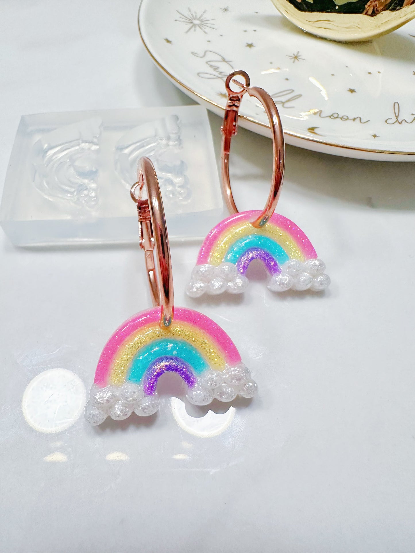 Predrilled 3D Rainbow Dangle Earring Hoop Earring Mold