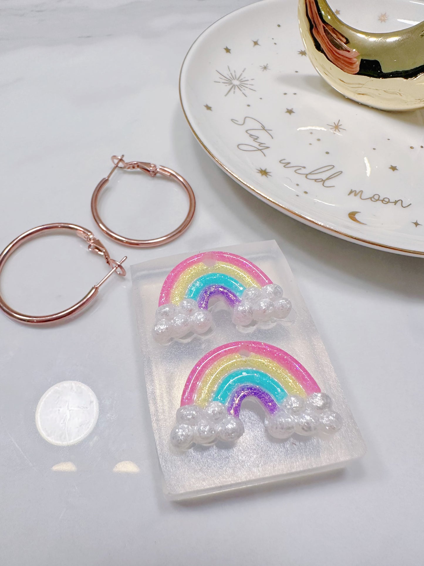 Predrilled 3D Rainbow Dangle Earring Hoop Earring Mold