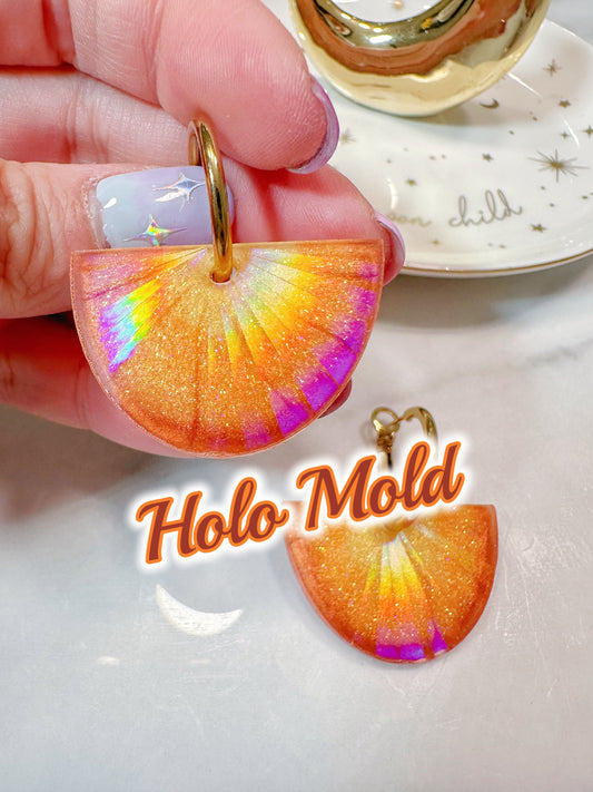 Holographic Sunburst Semi-Circle Dangle Earring Mold for Hoop Charms