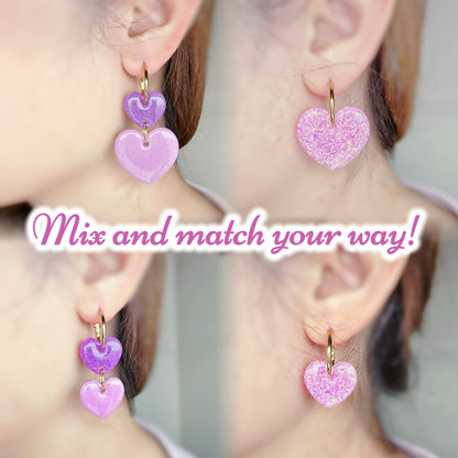 Predomed Heart Dangle Earring Value Mold Mixed Sizes