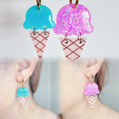 Predomed Two-part Ice Cream Scoop Cone Dangle Earring Hoop Charm Mold