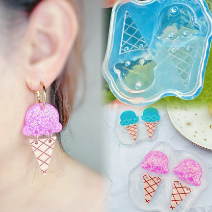 Predomed Two-part Ice Cream Scoop Cone Dangle Earring Hoop Charm Mold