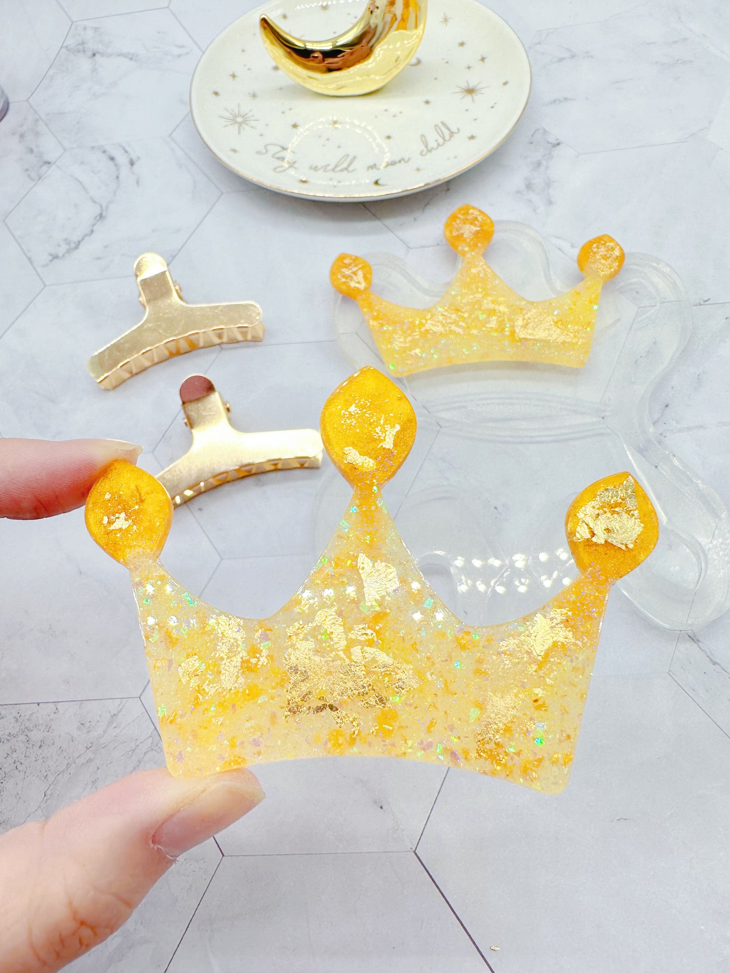 Make your own hair clip Crown Shape Hair Claw Clip Mold Clear Silicone mold for resin