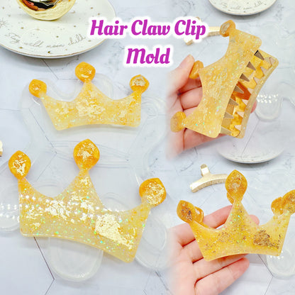 Make your own hair clip Crown Shape Hair Claw Clip Mold Clear Silicone mold for resin