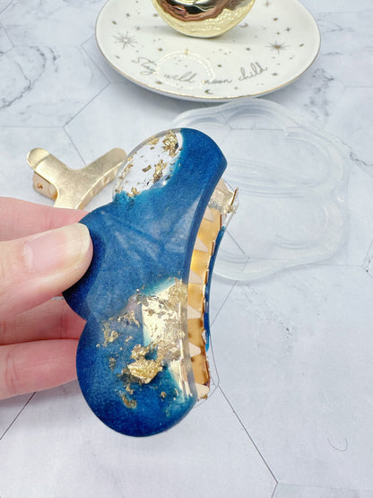 Make your own hair clip Scalloped Edge Hair Claw Clip Resin Mold Clear Silicone Mold for Resin