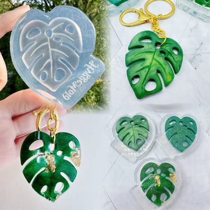 Make your own keychain DIY Monstera Leaf Keychain Silicone Mold for resin