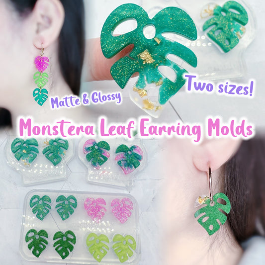 Matte Glossy Texture Monstera Leaf Resin Earring Mold Clear Silicone Mold for resin