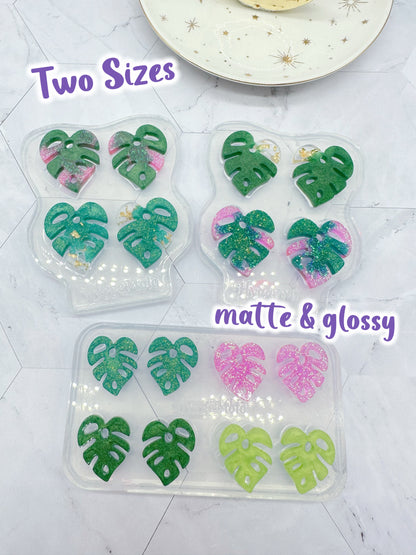 Matte Glossy Texture Monstera Leaf Resin Earring Mold Clear Silicone Mold for resin