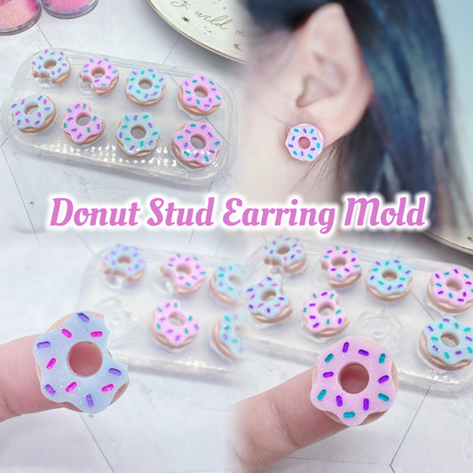Mini Donut Stud Earring Mold for resin with model