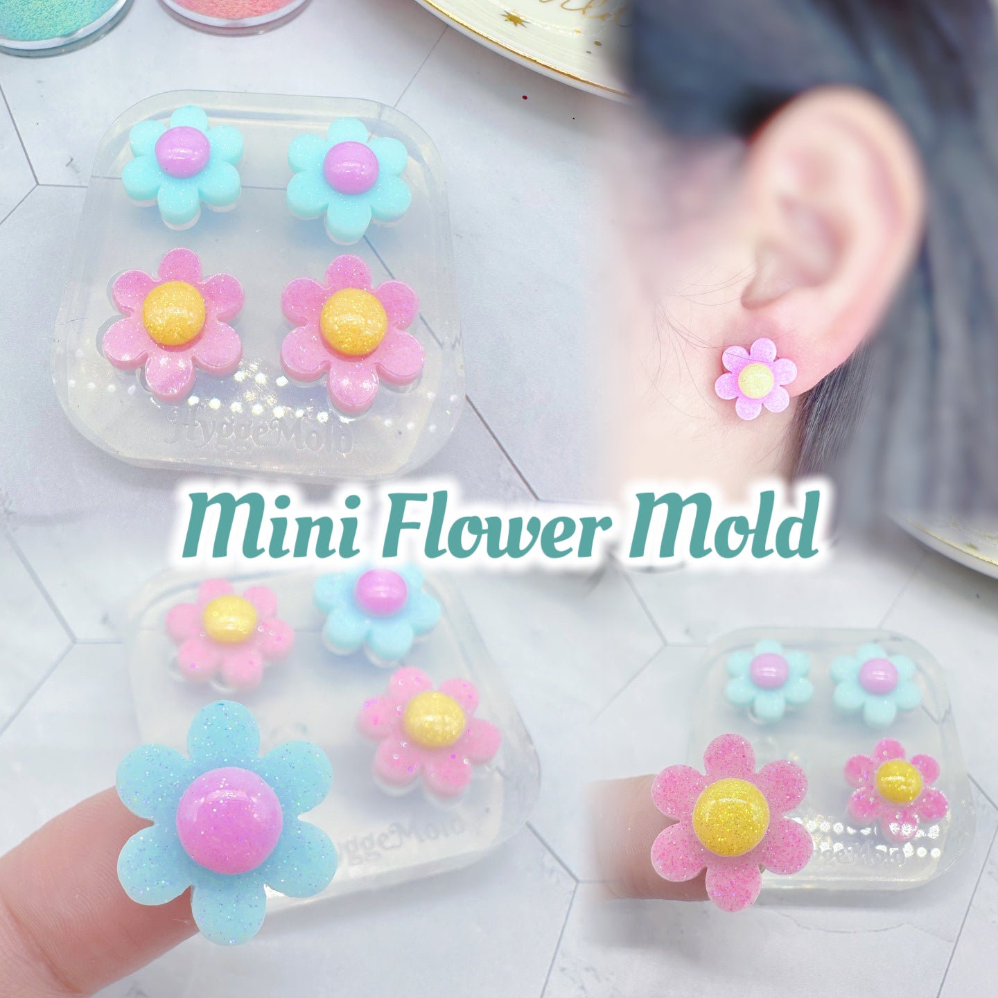 Mini Flower Stud Earring Mold for Resin Clear Silicone Mold