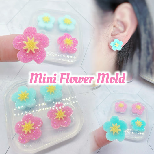 Mini Layered Organic Shape Flower Stud Earring Mold for resin jewellery