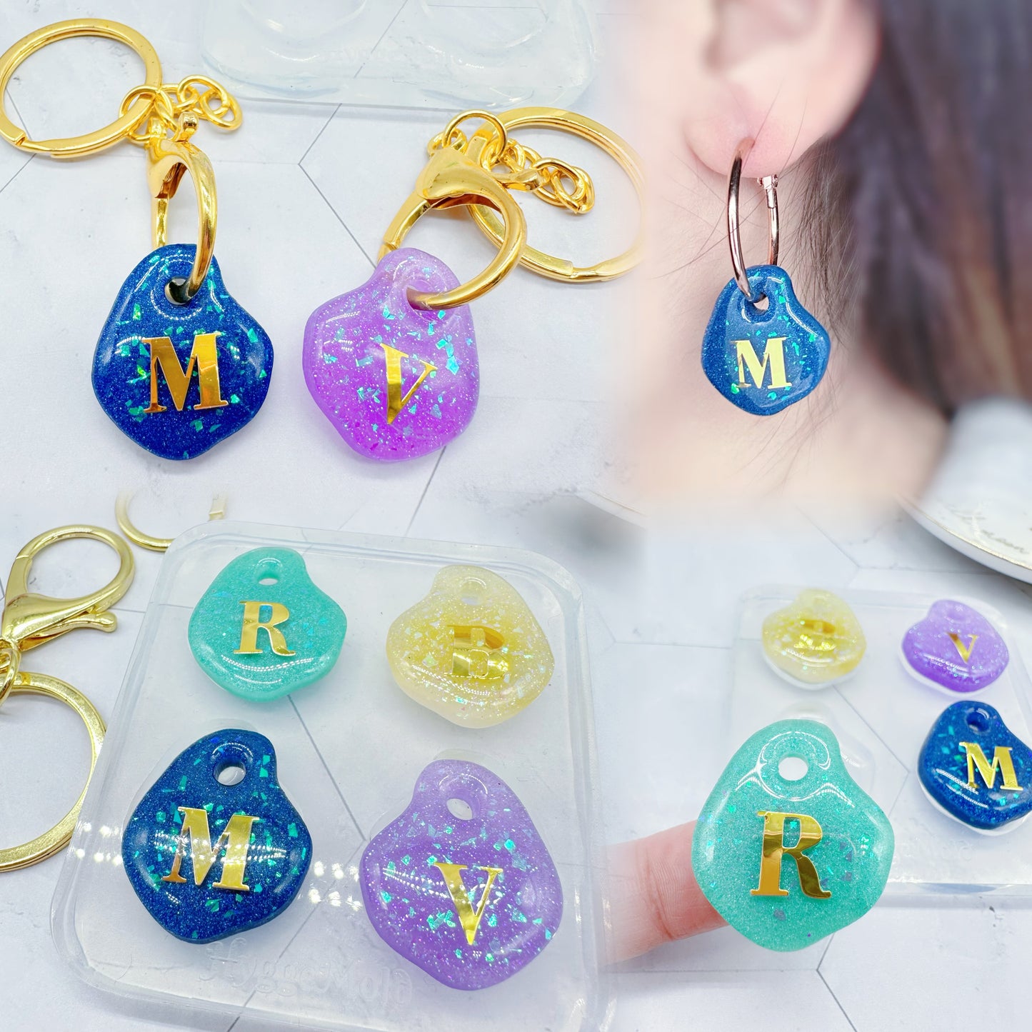 Organic Shape Oyster Shell Resin Keychain Mold Clear Silicone Mold for Resin