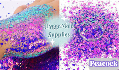 Purple and green blue chunky chameleon colour changing glitter mix