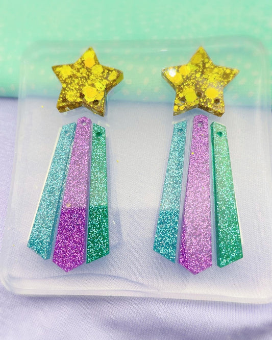 Shooting Star Celestial Resin dangle earring mold clear silicone mold for resin