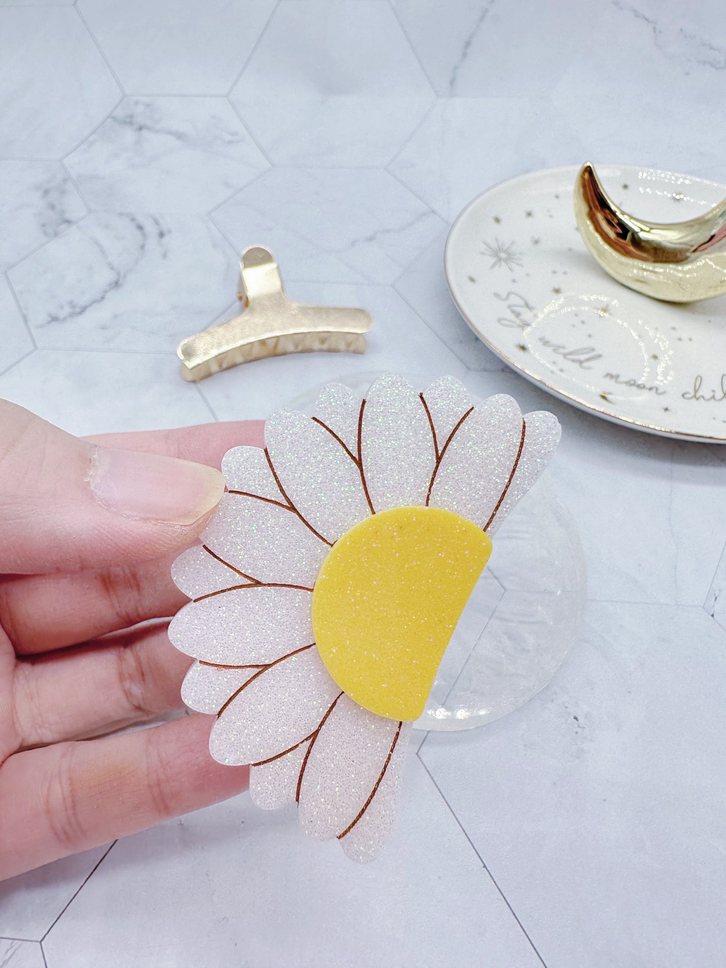 Sunflower Daisy Half Flower Hair Claw Clip Silicone Mold for epoxy Resin