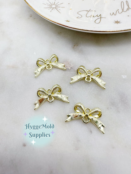 10 Pcs Gold Ribbon Bow Connector