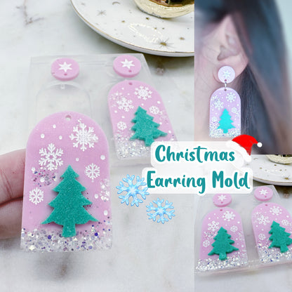 4.3 cm Snowy Christmas Tree Dangle Earring Mold