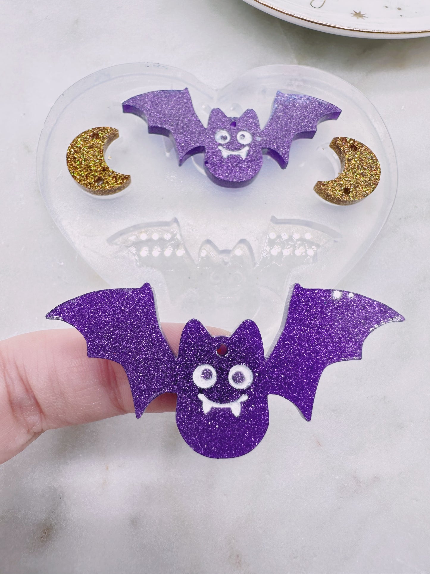Drunk Bat Moon Dangle Earring Mold