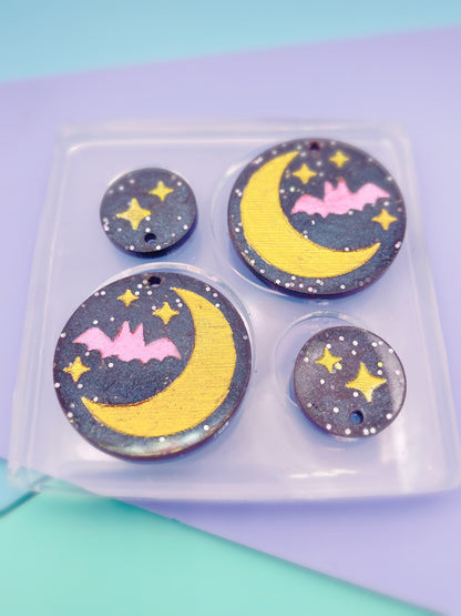 3cm Bat Moon Dangle Earring Mold