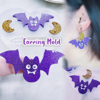 Drunk Bat Moon Dangle Earring Mold