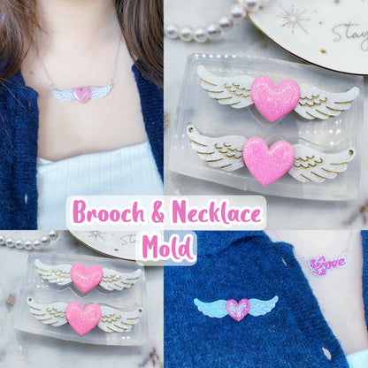 Winged Heart Necklace and Brooch Combo Mold