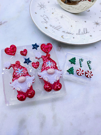 3D Christmas Little Gnome Dangle Earring Mold with festival add-ons